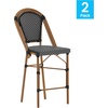 image:imageFlash Furniture Bordeaux Commercial Grade Bistro Counter Height Stool Stackable IndoorOutdoor Dining Stool 26 High Set of 2 BlackWhite amp Natural FinishBlack  WhiteNatural Frame
