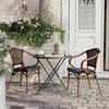 image:imageFlash Furniture Bordeaux IndoorOutdoor Commercial Bistro Stack Chair  Arms  BlackWhite PE Rattan Back and Seat  Natural Bamboo Print Metal Frame  4 PackBlack  WhiteNatural Frame