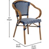 image:imageFlash Furniture Bordeaux IndoorOutdoor Commercial Bistro Stack Chair  Arms  BlackWhite PE Rattan Back and Seat  Natural Bamboo Print Metal Frame  4 PackNavy  WhiteNatural Frame