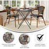 image:imageFlash Furniture Bordeaux IndoorOutdoor Commercial Bistro Stack Chair  Arms  BlackWhite PE Rattan Back and Seat  Natural Bamboo Print Metal Frame  4 PackBlack  WhiteNatural Frame