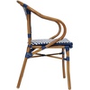 image:imageFlash Furniture Bordeaux IndoorOutdoor Commercial Bistro Stack Chair  Arms  BlackWhite PE Rattan Back and Seat  Natural Bamboo Print Metal Frame  4 PackNavy  WhiteNatural Frame