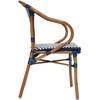 image:imageFlash Furniture Bordeaux IndoorOutdoor Commercial Bistro Stack Chair  Arms  BlackWhite PE Rattan Back and Seat  Natural Bamboo Print Metal Frame  4 PackNavy  WhiteNatural Frame