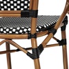 image:imageFlash Furniture Bordeaux IndoorOutdoor Commercial Bistro Stack Chair  Arms  BlackWhite PE Rattan Back and Seat  Natural Bamboo Print Metal Frame  4 PackBlack  WhiteNatural Frame