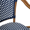 image:imageFlash Furniture Bordeaux IndoorOutdoor Commercial Bistro Stack Chair  Arms  BlackWhite PE Rattan Back and Seat  Natural Bamboo Print Metal Frame  4 PackNavy  WhiteNatural Frame
