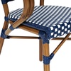 image:imageFlash Furniture Bordeaux IndoorOutdoor Commercial Bistro Stack Chair  Arms  BlackWhite PE Rattan Back and Seat  Natural Bamboo Print Metal Frame  4 PackNavy  WhiteNatural Frame