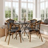 image:imageFlash Furniture Bordeaux IndoorOutdoor Commercial Bistro Stack Chair  Arms  BlackWhite PE Rattan Back and Seat  Natural Bamboo Print Metal Frame  4 PackBlack  WhiteNatural Frame