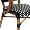 image:imageFlash Furniture Bordeaux IndoorOutdoor Commercial Bistro Stack Chair  Arms  BlackWhite PE Rattan Back and Seat  Natural Bamboo Print Metal Frame  4 PackBlack  WhiteNatural Frame