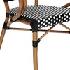 image:imageFlash Furniture Bordeaux IndoorOutdoor Commercial Bistro Stack Chair  Arms  BlackWhite PE Rattan Back and Seat  Natural Bamboo Print Metal Frame  4 PackBlack  WhiteNatural Frame