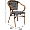 image:imageFlash Furniture Bordeaux IndoorOutdoor Commercial Bistro Stack Chair  Arms  BlackWhite PE Rattan Back and Seat  Natural Bamboo Print Metal Frame  4 PackBlack  WhiteNatural Frame