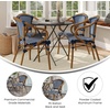 image:imageFlash Furniture Bordeaux IndoorOutdoor Commercial Bistro Stack Chair  Arms  BlackWhite PE Rattan Back and Seat  Natural Bamboo Print Metal Frame  4 PackNavy  WhiteNatural Frame