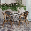 image:imageFlash Furniture Bordeaux IndoorOutdoor Commercial Bistro Stack Chair  Arms  BlackWhite PE Rattan Back and Seat  Natural Bamboo Print Metal Frame  4 PackBlack  WhiteNatural Frame