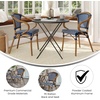 image:imageFlash Furniture Bordeaux IndoorOutdoor Commercial Bistro Stack Chair  Arms  BlackWhite PE Rattan Back and Seat  Natural Bamboo Print Metal Frame  4 PackNavy  WhiteNatural Frame