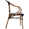 image:imageFlash Furniture Bordeaux IndoorOutdoor Commercial Bistro Stack Chair  Arms  BlackWhite PE Rattan Back and Seat  Natural Bamboo Print Metal Frame  4 PackBlack  WhiteNatural Frame