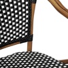 image:imageFlash Furniture Bordeaux IndoorOutdoor Commercial Bistro Stack Chair  Arms  BlackWhite PE Rattan Back and Seat  Natural Bamboo Print Metal Frame  4 PackBlack  WhiteNatural Frame
