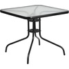 image:imageFlash Furniture Brazos 5 Piece Outdoor Patio Dining Set  4 Gray Flex Comfort Stack Chairs  315 Square Tempered Glass Patio TableBlack