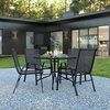 image:imageFlash Furniture Brazos 5 Piece Outdoor Patio Dining Set  4 Gray Flex Comfort Stack Chairs  315 Square Tempered Glass Patio TableBlack