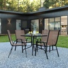 image:imageFlash Furniture Brazos 5 Piece Outdoor Patio Dining Set  4 Gray Flex Comfort Stack Chairs  315 Square Tempered Glass Patio TableBrown