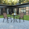 image:imageFlash Furniture Brazos 5 Piece Outdoor Patio Dining Set  4 Gray Flex Comfort Stack Chairs  315 Square Tempered Glass Patio TableBrown