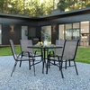image:imageFlash Furniture Brazos 5 Piece Outdoor Patio Dining Set  4 Gray Flex Comfort Stack Chairs  315 Square Tempered Glass Patio TableGrey