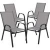 image:imageFlash Furniture Brazos 5 Piece Outdoor Patio Dining Set  4 Gray Flex Comfort Stack Chairs  315 Square Tempered Glass Patio TableGrey