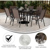 image:imageFlash Furniture Brazos Commercial Outdoor Dining Set 60 Tempered Glass Patio Table with Umbrella Hole 6 Stack Chairs with Flex Comfort Seats and Backs GrayBlackBrown