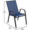 image:imageFlash Furniture Brazos Commercial Outdoor Dining Set 60 Tempered Glass Patio Table with Umbrella Hole 6 Stack Chairs with Flex Comfort Seats and Backs GrayBlackNavy