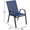 image:imageFlash Furniture Brazos Commercial Outdoor Dining Set 60 Tempered Glass Patio Table with Umbrella Hole 6 Stack Chairs with Flex Comfort Seats and Backs GrayBlackNavy