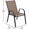 image:imageFlash Furniture Brazos Commercial Outdoor Dining Set 60 Tempered Glass Patio Table with Umbrella Hole 6 Stack Chairs with Flex Comfort Seats and Backs GrayBlackBrown