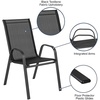 image:imageFlash Furniture Brazos Series Outdoor Stackable Patio Chairs with Flex Comfort Material Stacking Outdoor Modern Sling Patio Chairs Set of 5 BlackBlack