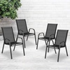 image:imageFlash Furniture Brazos Series Outdoor Stackable Patio Chairs with Flex Comfort Material Stacking Outdoor Modern Sling Patio Chairs Set of 5 BlackBlack