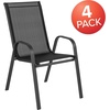 image:imageFlash Furniture Brazos Series Outdoor Stackable Patio Chairs with Flex Comfort Material Stacking Outdoor Modern Sling Patio Chairs Set of 5 BlackBlack
