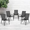 image:imageFlash Furniture Brazos Series Outdoor Stackable Patio Chairs with Flex Comfort Material Stacking Outdoor Modern Sling Patio Chairs Set of 5 BlackBlack