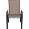 image:imageFlash Furniture Brazos Series Outdoor Stackable Patio Chairs with Flex Comfort Material Stacking Outdoor Modern Sling Patio Chairs Set of 5 BlackBrown