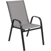 image:imageFlash Furniture Brazos Series Outdoor Stackable Patio Chairs with Flex Comfort Material Stacking Outdoor Modern Sling Patio Chairs Set of 5 BlackGrey