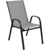 image:imageFlash Furniture Brazos Series Outdoor Stackable Patio Chairs with Flex Comfort Material Stacking Outdoor Modern Sling Patio Chairs Set of 5 BlackGrey
