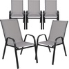 image:imageFlash Furniture Brazos Series Outdoor Stackable Patio Chairs with Flex Comfort Material Stacking Outdoor Modern Sling Patio Chairs Set of 5 BlackGrey