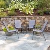 image:imageFlash Furniture Brazos Series Outdoor Stackable Patio Chairs with Flex Comfort Material Stacking Outdoor Modern Sling Patio Chairs Set of 5 BlackGrey