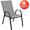 image:imageFlash Furniture Brazos Series Outdoor Stackable Patio Chairs with Flex Comfort Material Stacking Outdoor Modern Sling Patio Chairs Set of 5 BlackGrey