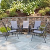 image:imageFlash Furniture Brazos Series Outdoor Stackable Patio Chairs with Flex Comfort Material Stacking Outdoor Modern Sling Patio Chairs Set of 5 BlackGrey