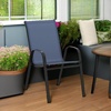 image:imageFlash Furniture Brazos Series Outdoor Stackable Patio Chairs with Flex Comfort Material Stacking Outdoor Modern Sling Patio Chairs Set of 5 BlackNavy