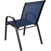 image:imageFlash Furniture Brazos Series Outdoor Stackable Patio Chairs with Flex Comfort Material Stacking Outdoor Modern Sling Patio Chairs Set of 5 BlackNavy