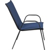 image:imageFlash Furniture Brazos Series Outdoor Stackable Patio Chairs with Flex Comfort Material Stacking Outdoor Modern Sling Patio Chairs Set of 5 BlackNavy