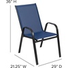 image:imageFlash Furniture Brazos Series Outdoor Stackable Patio Chairs with Flex Comfort Material Stacking Outdoor Modern Sling Patio Chairs Set of 5 BlackNavy