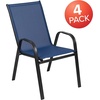 image:imageFlash Furniture Brazos Series Outdoor Stackable Patio Chairs with Flex Comfort Material Stacking Outdoor Modern Sling Patio Chairs Set of 5 BlackNavy