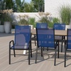 image:imageFlash Furniture Brazos Series Outdoor Stackable Patio Chairs with Flex Comfort Material Stacking Outdoor Modern Sling Patio Chairs Set of 5 BlackNavy