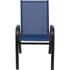 image:imageFlash Furniture Brazos Series Outdoor Stackable Patio Chairs with Flex Comfort Material Stacking Outdoor Modern Sling Patio Chairs Set of 5 BlackNavy