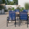 image:imageFlash Furniture Brazos Series Outdoor Stackable Patio Chairs with Flex Comfort Material Stacking Outdoor Modern Sling Patio Chairs Set of 5 BlackNavy