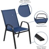 image:imageFlash Furniture Brazos Series Outdoor Stackable Patio Chairs with Flex Comfort Material Stacking Outdoor Modern Sling Patio Chairs Set of 5 BlackNavy
