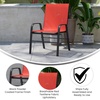 image:imageFlash Furniture Brazos Series Outdoor Stackable Patio Chairs with Flex Comfort Material Stacking Outdoor Modern Sling Patio Chairs Set of 5 BlackRed