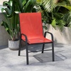 image:imageFlash Furniture Brazos Series Outdoor Stackable Patio Chairs with Flex Comfort Material Stacking Outdoor Modern Sling Patio Chairs Set of 5 BlackRed